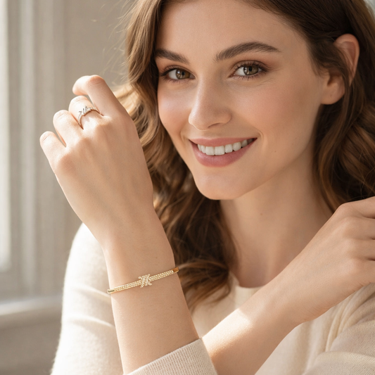 Crown Bangle & Ring Set